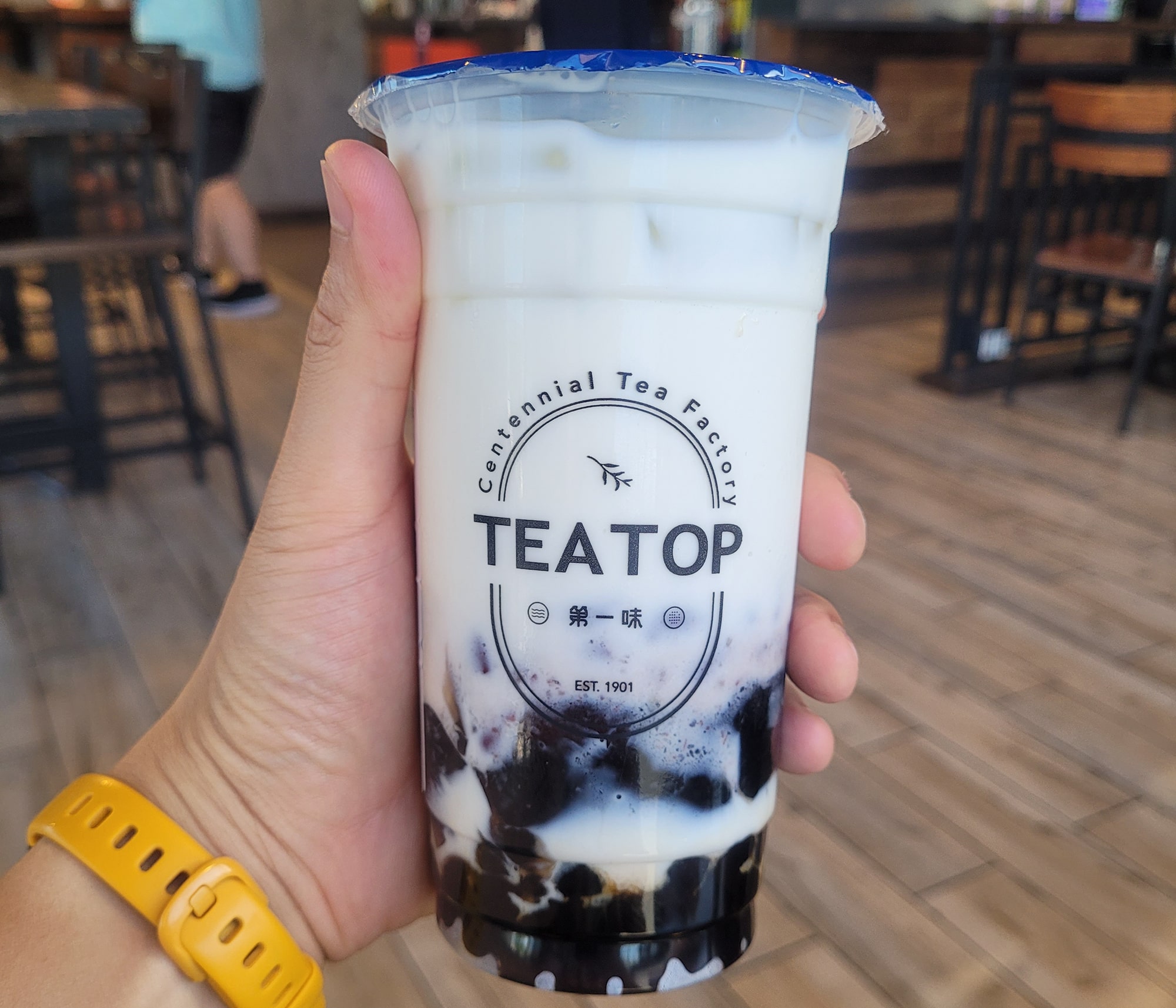boba tea black pearl with grass jelly